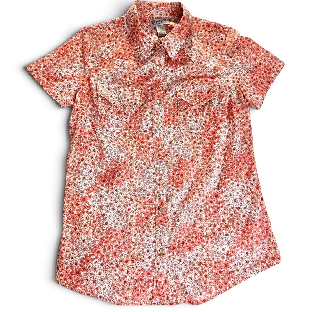 Wrangler Wrancher Shirt Cotton Floral Pearl Snap Western Short Sleeve Women S - Picture 4 of 8